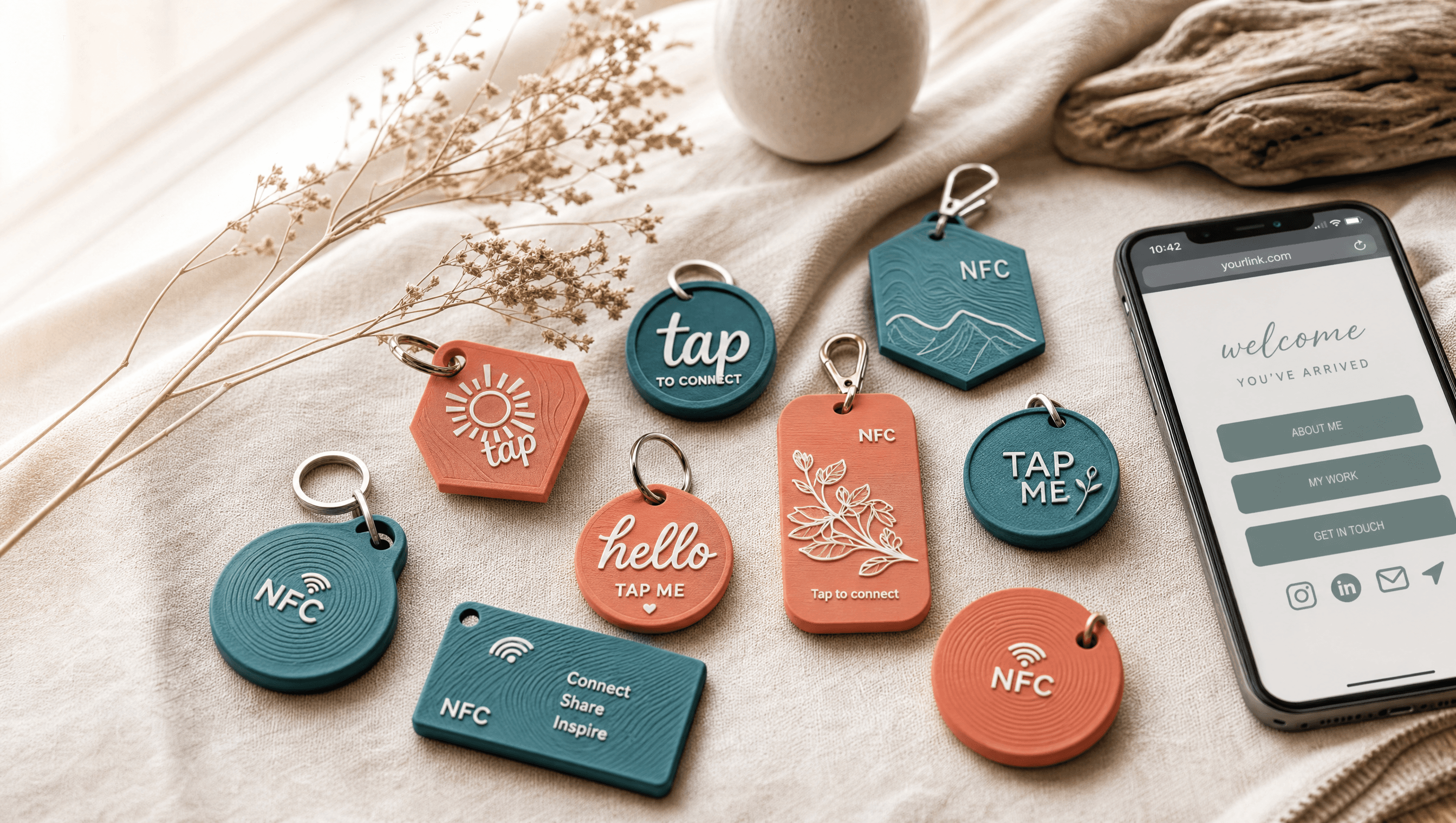 Tapora bulk NFC keychains and badges for events